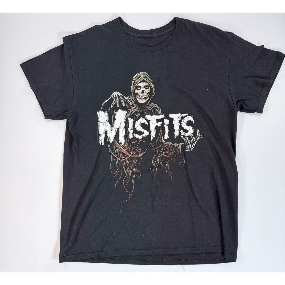 Misfits Skull Grim Reaper Graphic T Shirt Punk Horror Band Tee Black